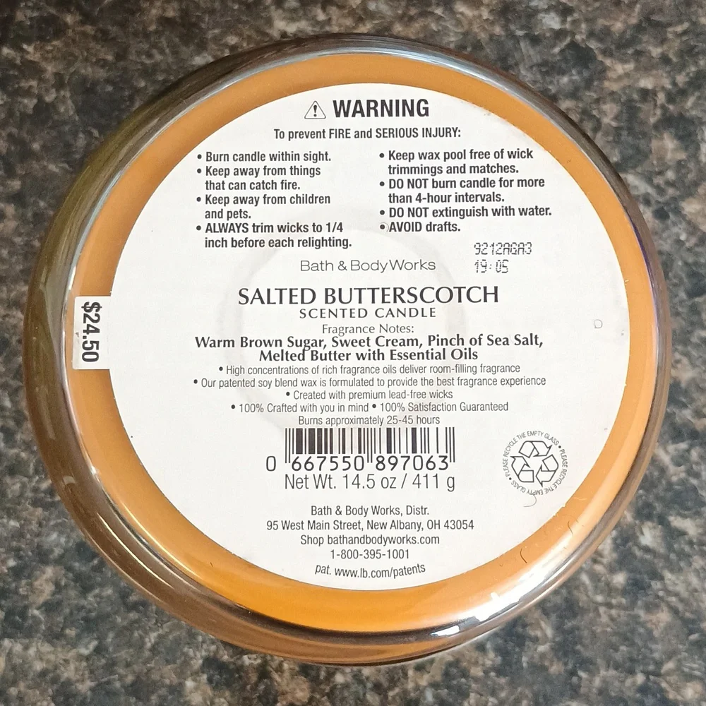 Bath & Body Works Salted Butterscotch Candle 14.5 oz - Picture 4 of 4